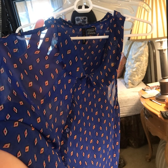 Sheer Cobalt Tank/Blouse - Picture 8 of 8